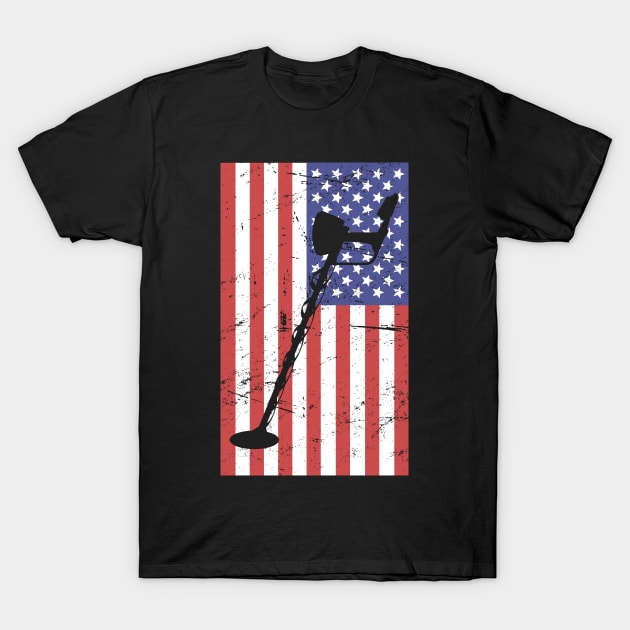 Metal Detector & United States Flag T-Shirt by MeatMan